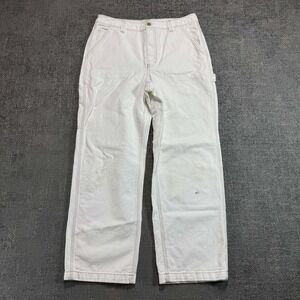 Tna Aritzia Carpenter Pants Unisex 32 White Contrast Stitch Wide Leg Utility
